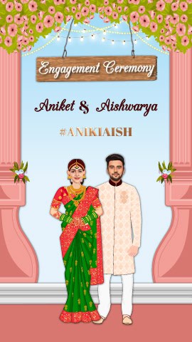 Maharashtrian Engagement Caricature Invitation Video WCIV0007