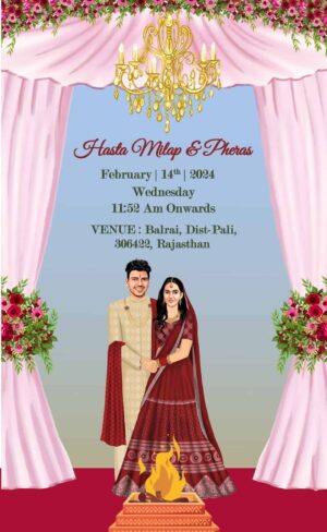 Rajasthani English Wedding Caricature Invitation Video WCIV0009