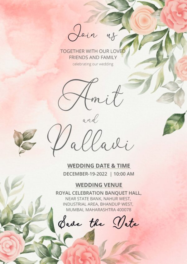 Wedding Invitation Card English WICE002