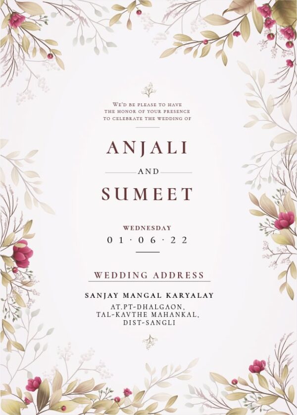 Wedding Invitation Card English WICE003